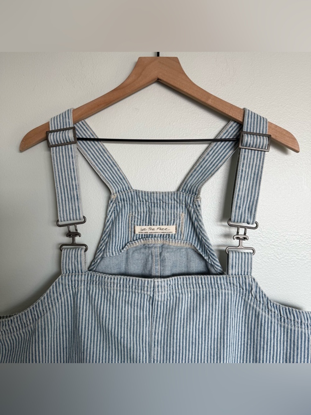 Free People We The Free Overall Smock Mini Striped Railroad Top Jumper Dress - Picture 5 of 7